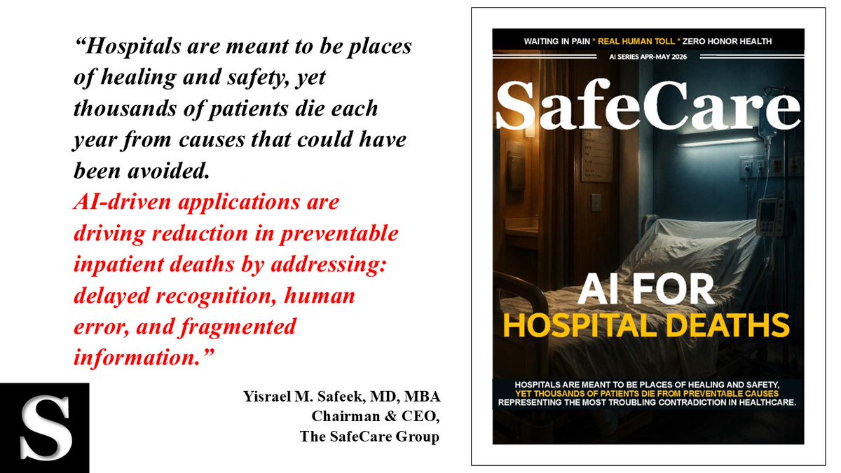 SafeCareGroup's tweet photo. Preventable hospital deaths aren’t just a clinical issue—they’re a systems failure. #AI -driven software is transforming care with better outcomes, lower costs, scalable impact. This is the future of healthcare https://t.co/JPeVWq9JpH https://t.co/EyeXC82fcV