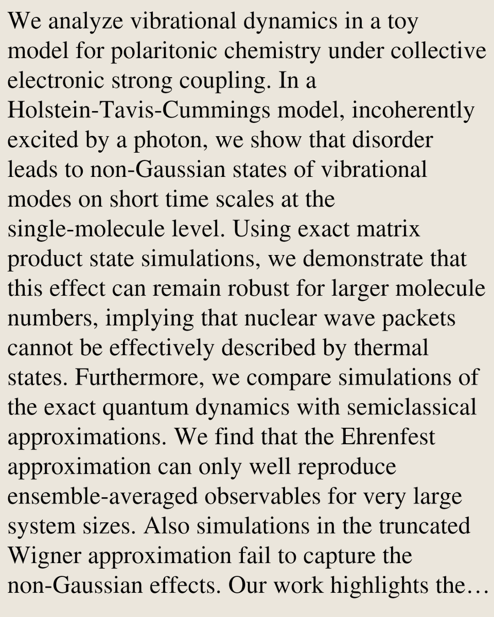 Disorder-induced non-Gaussian states in large ensembles of cavity-coupled  molecules R. Schwengelbeck, M. Pandini, R. Daraban, J. Schachenmayer  https://t.co/6VCTisx2YP [- .-]