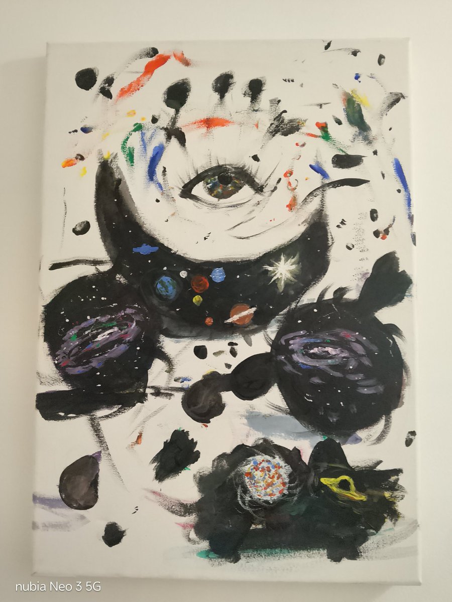 Lucacabrer41006's tweet image. Espacio Abstracto

sobre bastidor de 35 x 51 cm.
La pieza explora  la percepción y el universo interior. El ojo central es como símbolo de conciencia, mientras que las formas y composiciones abstractas evocan lo cósmico.
Obra única.
Precio: $50.000

Envíos a BS AS
#arte
#cuadro