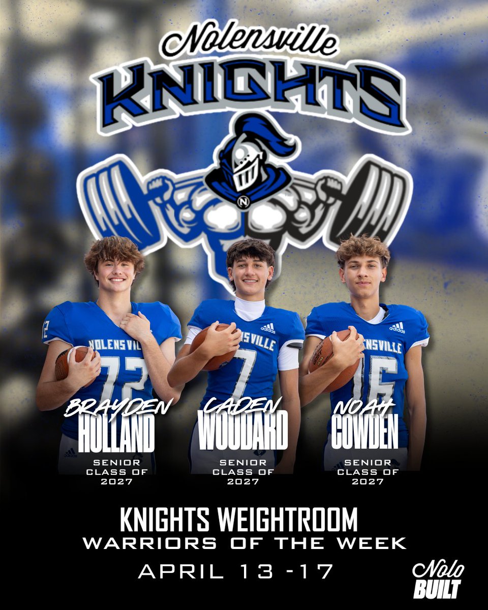 wcsNHSFootball's tweet photo. Weight room WARRIORS of the week! 

#KnightMode #TheNolensvilleWay https://t.co/MpBDSqWH4I
