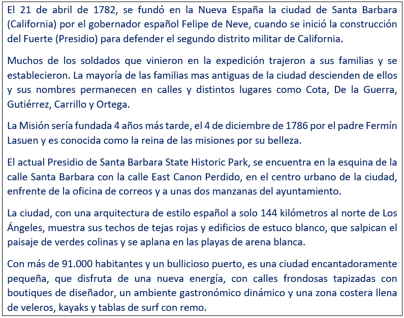 javierleoncio49's tweet image. El 21 de abril de 1782, hoy hace 244 años, el gobernador español Felipe de Neve fundó en la Nueva España la ciudad d Santa Barbara (California) @SBCity,@SBIndyNews,@countyofsb,@ucsantabarbara,@SBHistoryMuseum,@csbenespanol,@USembassyMadrid,@SpainInTheUSA,#SantaBárbara,#California