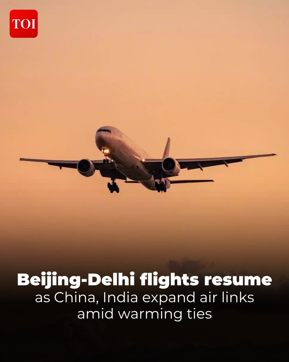 timesofindia's tweet image. Direct #air connectivity between #India and #China is set to improve further as #AirChina resumes its Beijing-Delhi service from Tuesday, marking the second route to India to be restored by #Chinese carriers this month. The service will operate three times a week — on #Tuesdays,