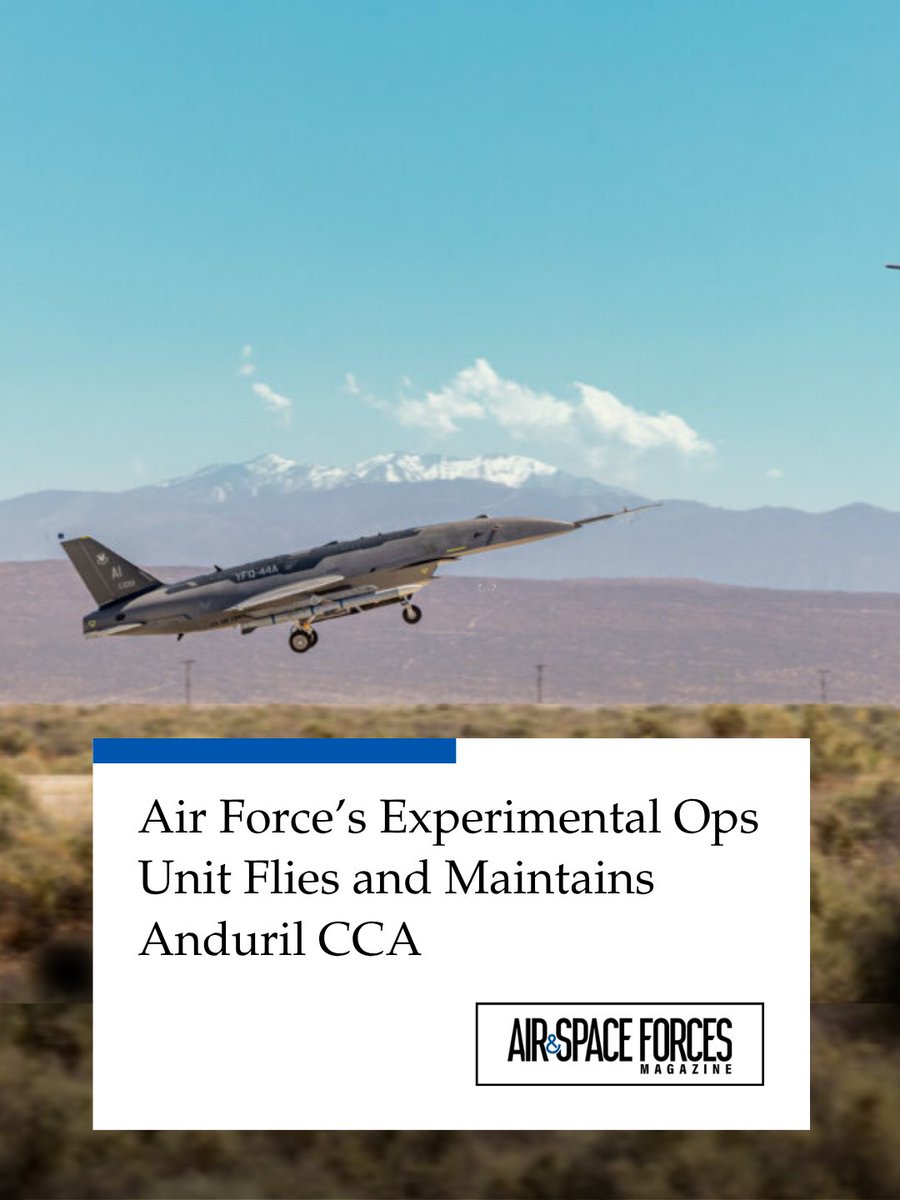 ASForcesMag's tweet image. The service says the exercise represents a key milestone in the push to quickly deliver fully operational CCAs to the combat fleet.
MORE: airandspaceforces.com/air-forces-exp…
#AirForce #Airman