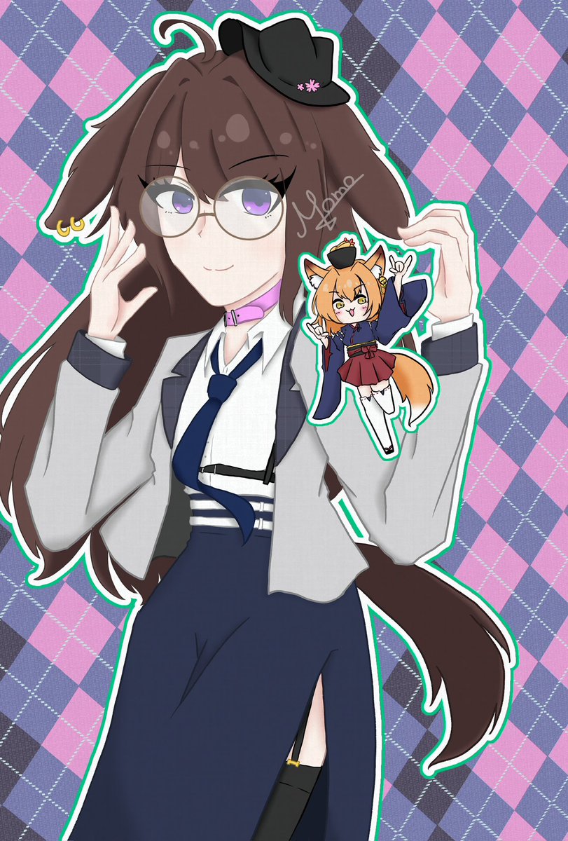 MomoDopamine's tweet photo. 🌸🐶🦊🌸 #DDR_art https://t.co/QYB9y4GMZ1