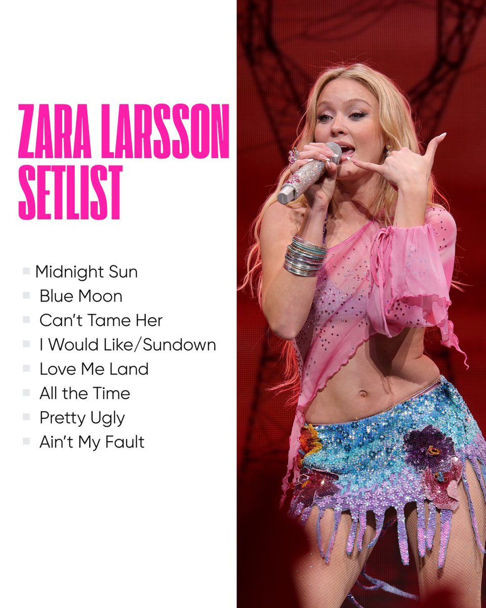 heygirl_dergisi's tweet image. Zara Larsson’ın İstanbul konseri için hazırladığımız bu setlist, sanatçının önceki performanslarında sahneye taşıdığı şarkılardan yola çıkarak oluşturuldu.

📍 #ZaraLarsson İstanbul konseri, 9 Ağustos 2026’da Bonus Parkorman’da gerçekleşecek.

📸: Getty Images