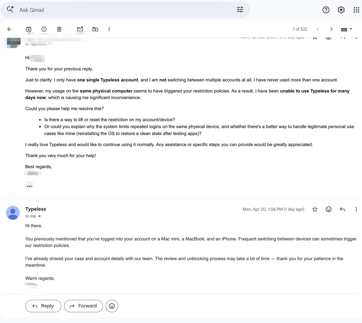 Aperospec's tweet photo. @typelessdotcom I have already sent you an email and expressed myself very clearly, but your response has left me very disappointed. https://t.co/ud87PrFVCM