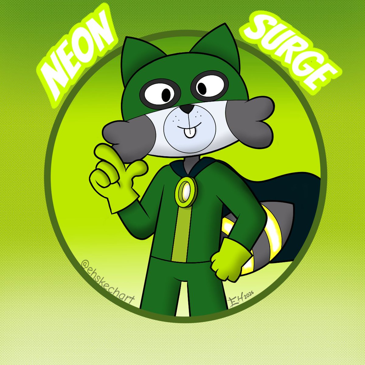 ehskechart's tweet image. Happy early Earth Day folks, and here's Neon Surge poster.
#digitalart #anthroart #superhero #oc #neonsurge