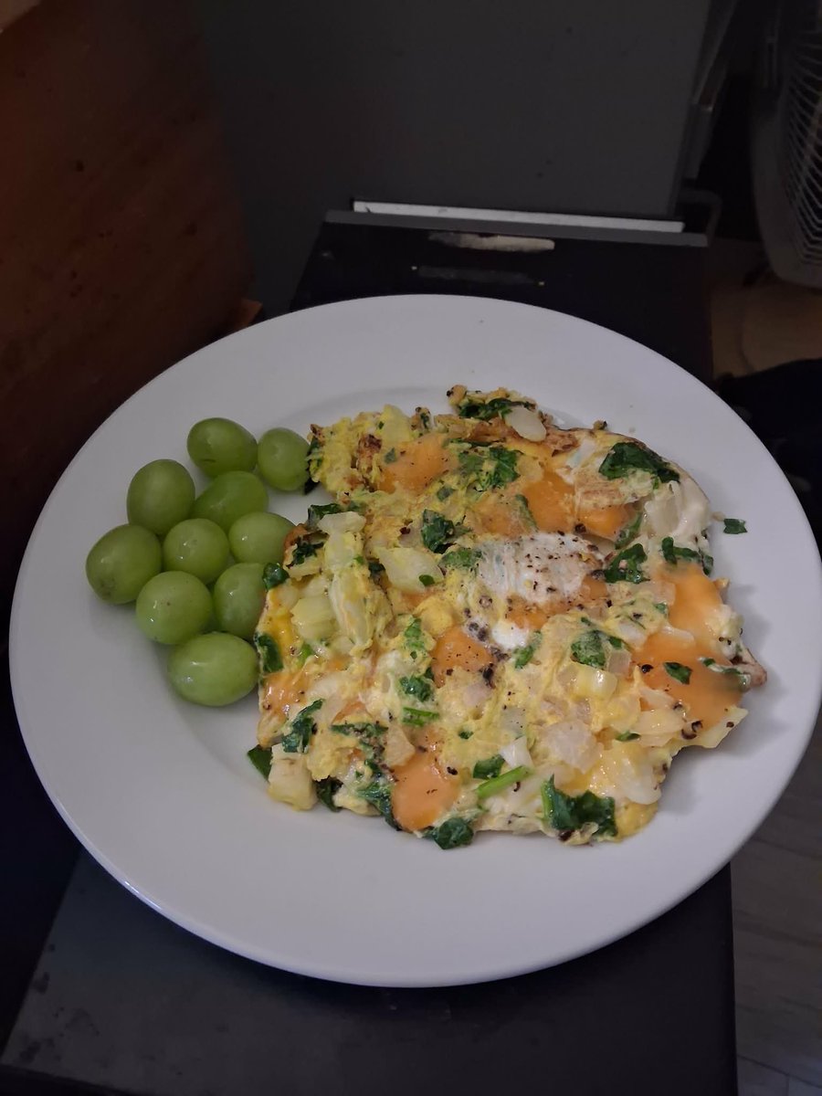 Lordoomer's tweet image. Behold my glorious omelet! 
I want to invent a device to flip omelets easily because it's to hard to not make a mess when I do it with 2 spatulas, and this was a tiny one...
#FoodieJoy #FoodSpot #Breakfast