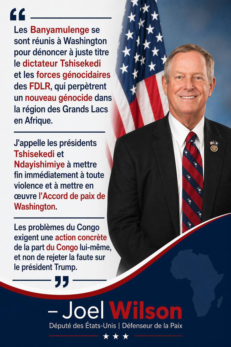 FelixMugenzi's tweet photo. "J'appelle les présidents #Tshisekedi et #Ndayishimiye à mettre immédiatement fin à toutes les violences et à appliquer l'Accord de paix de Washington. Les problèmes du Congo exigent une action concrète de la part du Congo lui-même, et non la mise en cause du président Trump" @RepJoeWilson 

Le moment approche-t-il où les États-Unis vont enfin comprendre les véritables problèmes de la République démocratique du Congo, en particulier ceux des Tutsis

@amluzayamo @BukasaEmmanuel2 @Muyumba