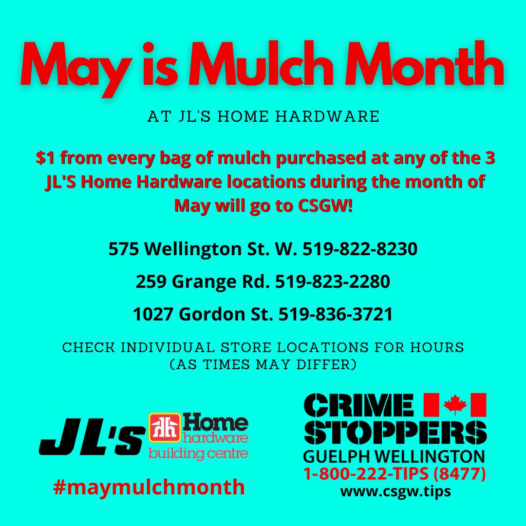 CSGWtips's tweet image. Two great fundraising options for supporters of #CSGW! May 2 in #Mount Forest and all month long in #Guelph. Check it out &amp;amp; support us!

Thank you @youngshomehardware &amp;amp; @JLsHomeHardware for your support!

#CommunitySafety