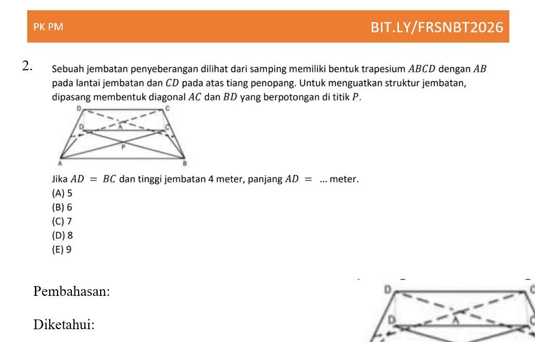 sbmptnfess's tweet photo. eh soal "jembatan" ini tuh banyak bgt ya versinya? ga semua siswa sama kahh? atau emang tiap siswa beda2 soalnyaa? pk! https://t.co/qP4wSHeLNc