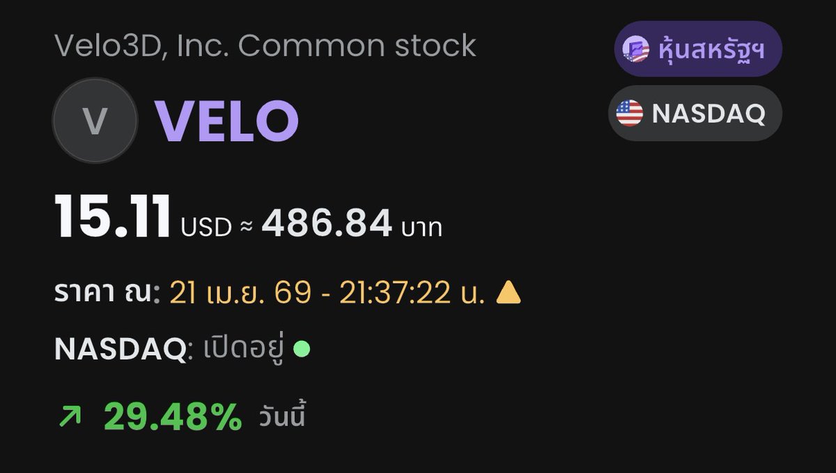 HyperSharkk's tweet photo. จัดไป วัยรุ่น จัดไป วันนี้ $VELO มาแล้วววว บวกยับๆ ไป 29% 🔥

เพราะอะไร ทำไมมาแรงจัง?

มีดีลกับ Andretti Performance เอาเทค 3D printing โลหะของ $VELO ไปใช้จริงในสนามแข่ง 2026

แก้ปัญหาหนี้ได้ในระยะสั้น เพราะ
-> ผู้บริหาร convert หนี้เป็นหุ้นที่ “Premium price” แสดงความมั่นใจว่าบริษัทจะโตในอนาคต
-> ลดหนี้ ~60% งบเบาขึ้นทันที

สรุป ตอนนี้ $VELO มีทั้ง demand จริง + balance sheet ที่ดีขึ้น ตลาดเลยไล่ราคา