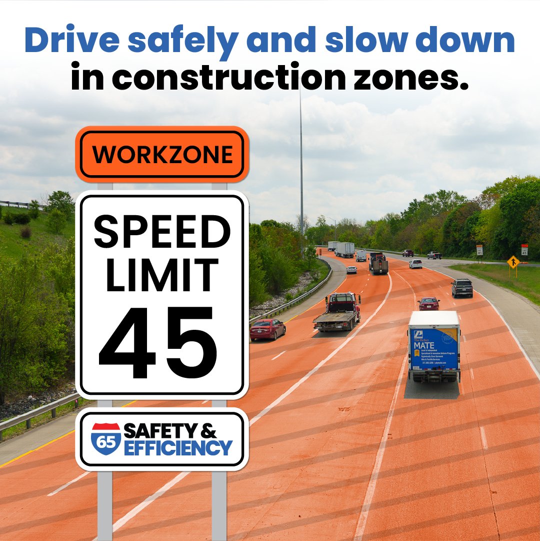 I65SE's tweet image. Work Zone Awareness Week is a good reminder for all of us: slow down, stay alert, and put the phone away when driving through construction. 

Smart choices save lives.

#NWZAW  #SafeWorkZonesForAll #DriveSmart