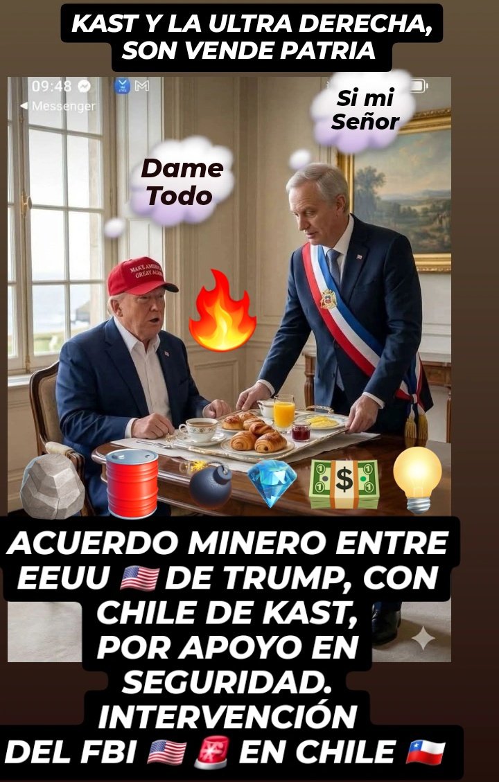 Dpm_Chile2020's tweet image. Todo lo que haga la #ExtremaDerecha de #kast en #Chile va ser para favorecer a la casta en el país y darle todo lo que pida #Trump, en estos momentos con la crisis económica y política que tiene #EEUU 🇺🇲 este país va ser su protección en recursos naturales y económico