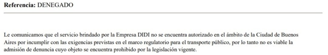 chuletiando's tweet photo. Didi me cobro por un viaje que nunca hice. Reclamé pero me ignoraron. Dos veces. Hice la denuncia en Defensa al Consumidor y me respondieron esto. Argentina es un constante viva la pepa, por eso piensan que el peronismo es comunismo, porque pone un mínimo límite. Hijos de puta https://t.co/f9LYFbyIJc