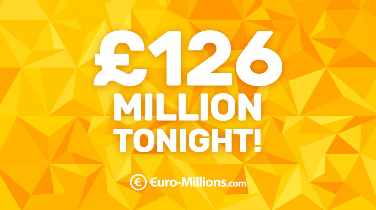 UK_EuroMillions's tweet image. Tonight's estimated jackpot is a huge 🌟 £126M 🌟 for the #EuroMillions and YOU could be the one to take that prize home 🙌💙

Don't miss out on your chance to win! Use our link for tickets 🌟 euro-millions.com/play

#jackpot #luckydip #LuckyNumbers #lotteryticket