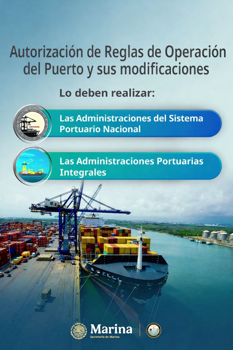 SUBSEAMP's tweet image. ⚓ Reglas claras, puertos eficientes 🌊

Una vez otorgado el Título de Concesión, su modificación o adendum, las Administraciones Portuarias Integrales #API deberán elaborar las Reglas de Operación y sus actualizaciones, conforme a la Ley de Puertos y su Reglamento.

📌 Estas