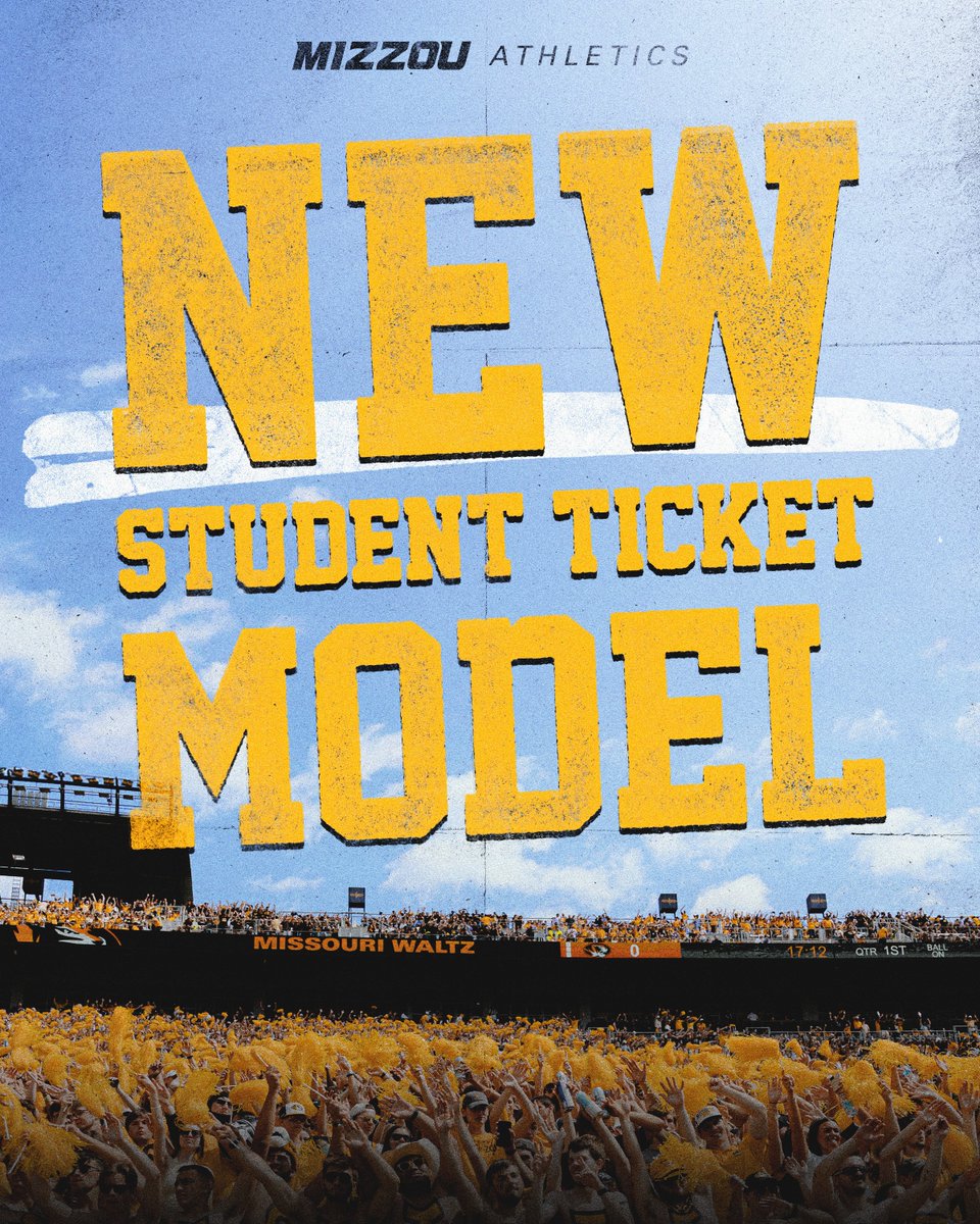 MizzouAthletics's tweet photo. We listened. We learned. We modernized.

@Mizzou Students your new ticketing model is here!

Attend any @MizzouAthletics home games and earn loyalty points to receive @MizzouFootball and @MizzouHoops tickets! You'll check in on the Mizzou Tigers app at all home games and events to earn loyalty points to climb the leaderboard for football and men's basketball tickets.

We appreciate your feedback, and we're especially thankful for the Student Ticketing Advisory Committee for helping guide this process over the past six months!

Read more info here: https://t.co/BX6zGMiCCj