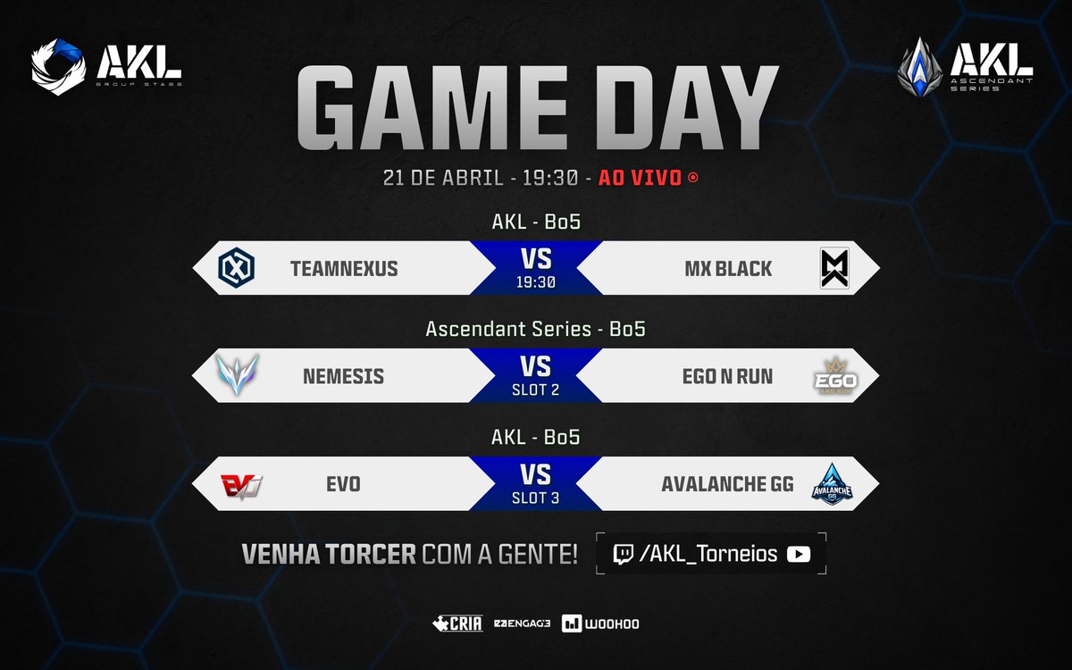 AKL_Torneios's tweet image. Hoje é dia de live!!
Vamos continuar as transmissões dos jogos da fase de grupos da #AKL Stage II.
Confira os confrontos desta noite e não perca essas séries!

Se inscreva nos canais e não perca a live!

🟣 twitch.tv/akl_torneios
🔴 youtube.com/@AKL_Torneios

#CallOfDuty #COD