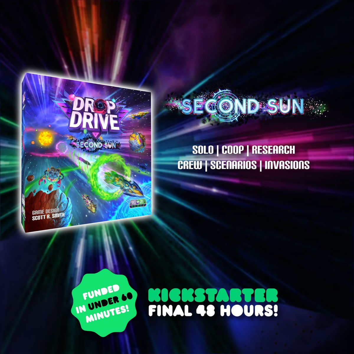 PhaseShiftGames's tweet image. Last chance to back Drop Drive: Second Sun — we’re 900%+ funded and in the final 48 hours.

Ends Thu, Apr 23 at 9am ET. Don’t miss it:

kickstarter.com/projects/phase…

#Kickstarter #boardgames #tabletopgames #gamenight