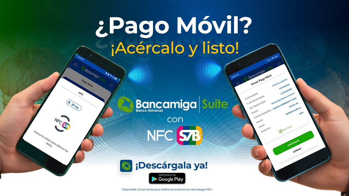 bancamiga's tweet image. ¡Acerca tu teléfono y vive la experiencia de pagar sin contacto!

Pagar con NFC Bancamiga es fácil, rápido y seguro.

#Bancamiga #NFC #S7B #ProductosBancamiga