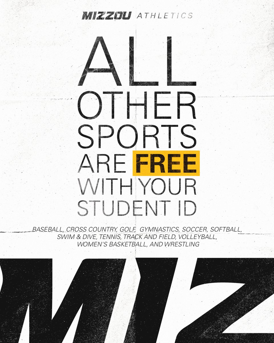 MizzouAthletics's tweet photo. We listened. We learned. We modernized.

@Mizzou Students your new ticketing model is here!

Attend any @MizzouAthletics home games and earn loyalty points to receive @MizzouFootball and @MizzouHoops tickets! You'll check in on the Mizzou Tigers app at all home games and events to earn loyalty points to climb the leaderboard for football and men's basketball tickets.

We appreciate your feedback, and we're especially thankful for the Student Ticketing Advisory Committee for helping guide this process over the past six months!

Read more info here: https://t.co/BX6zGMiCCj