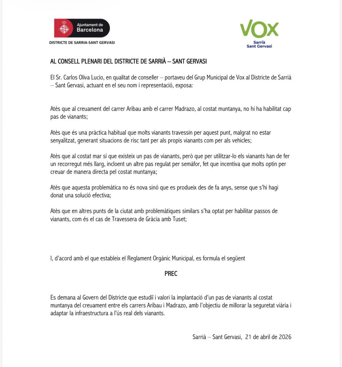 VOX Sarrià-Sant Gervasi tweet media