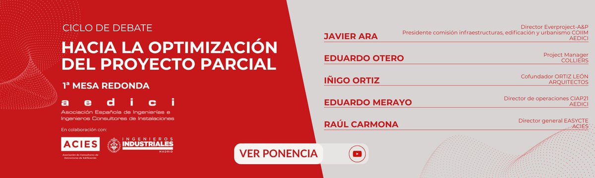 proinstalacions's tweet image. AEDICI comparte en abierto la primera mesa redonda del ciclo de debate: “Hacia la optimización del proyecto parcial”
#asociaciones #AEDICI #proyectos #edificación #normativa #ACIES #COIIM #proyectoparcial 

🔴 Lee la noticia completa aquí:
proinstalaciones.com/actualidad/not…