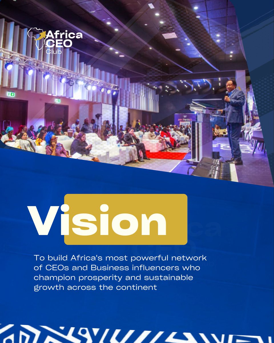 Africaceoclub's tweet photo. Building Africa’s future, one visionary leader at a time . 

Africa CEO Club is a community of bold thinkers, industry shapers  and purpose driven executives committed to growth, innovation and impact across the continent.#ACC #Leadership #businessinafrica #ceocommunity https://t.co/rdXmp5aHOz