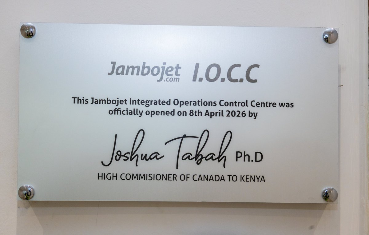 CanHCKenya's tweet photo. #Jambojet’s IOCC, commissioned by #Canada’s High Commissioner @JoshuaTabah - a big step forward for operational excellence. Strong kudos to @FlyJambojet, and to the 🇨🇦🤝🇰🇪 partnership powering real results in aviation. ✈️ https://t.co/RNvyfKvauD
