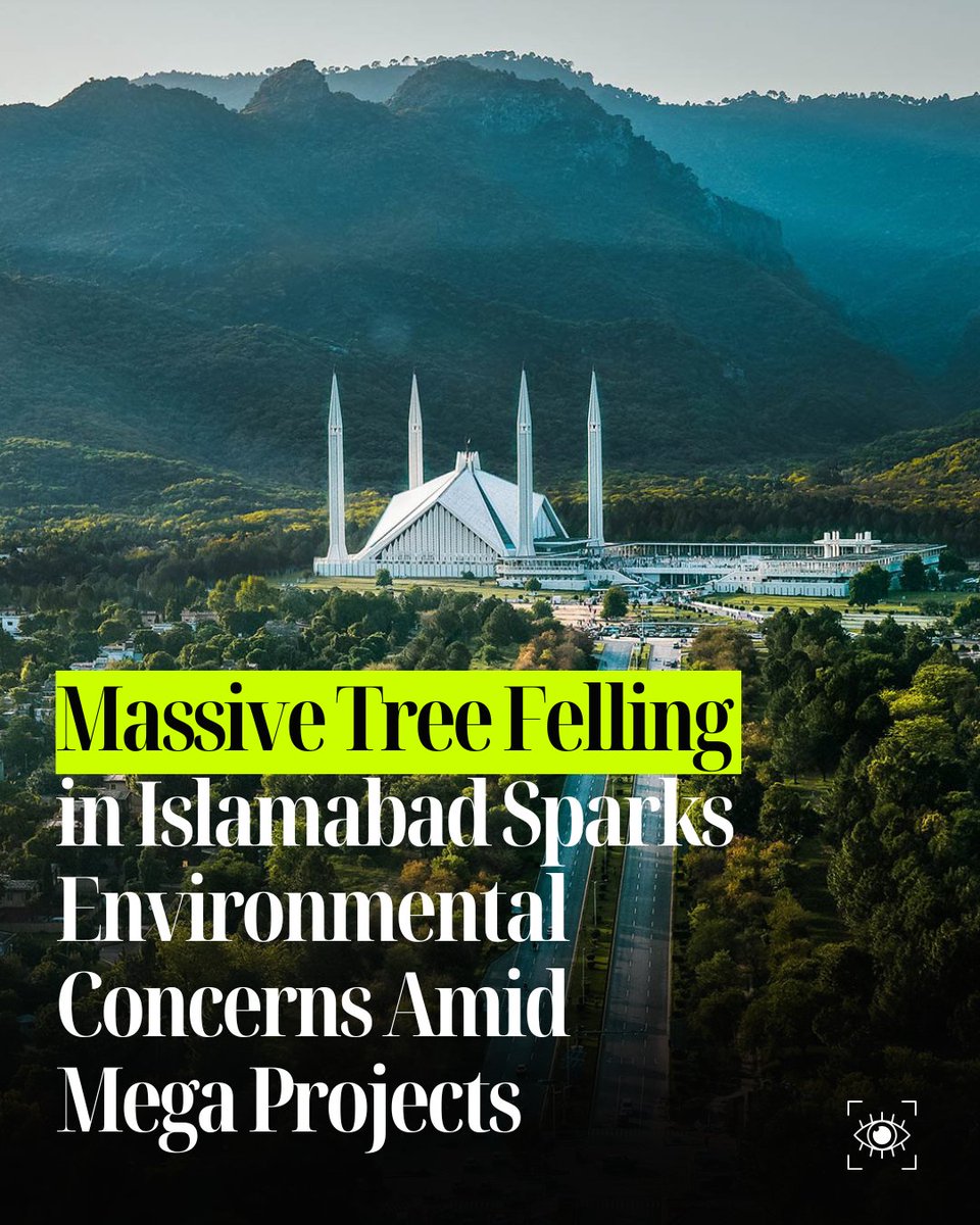 eyeonpakistan_'s tweet photo. In 2026 alone, reports suggest 29,115 trees have been cut in Islamabad for DHA road development & the Mark-e-Haq Monument.

People are now questioning the environmental cost of rapid urban expansion — and how much green cover is left to lose before Islamabad turns into a concrete-heavy city.