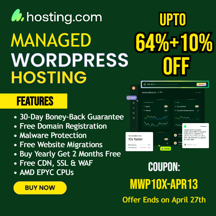 updatedreviews's tweet image. Get HIGH-PERFORMANCE #MANAGEDWORDPRESSHOSTING from #Hosting. com. ENjoy 64% + Extra 10% OFF all plans: shorturl.at/wCohC 

Extra 10% off with coupon: MWP10X-APR13
Buy Yearly Get 2 months free!
Free domain &amp;amp; website migrations
free CDN, SSL &amp;amp; WAF: shorturl.at/Q6Pia