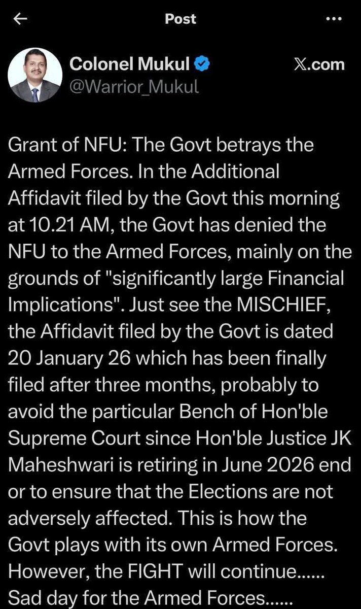 Government of India is against Army Personnel.. भारत सरकार हमेशा सैनिकों के हितों के विरुद्ध ही काम करती है.... सैनिक अधिकारीयों के हितों के खिलाफ सर्वोच्च न्यायालय में एफिडेवित देतीं है, सांसदों की संख्या बढ़ाकर~10 खरब के खर्चे के लिये तैयार/सैनिकों के लिये पैसा नहीं.. NFU in SC