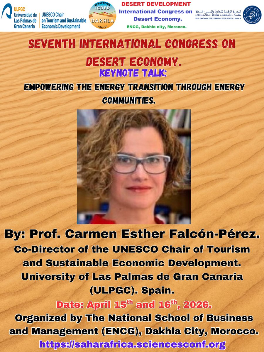 eloualiaailal's tweet image. My warm and thanks 🙏 to Prof. Carmen Esther Falcón-Pérez. University of Las Palmas de Gran Canaria (ULPGC). Spain,
for her insightful keynote talk.
Elouali Aailal
 saharafrica.sciencesconf.org
#science #research #HigherEducation #education #business #economics #agriculture