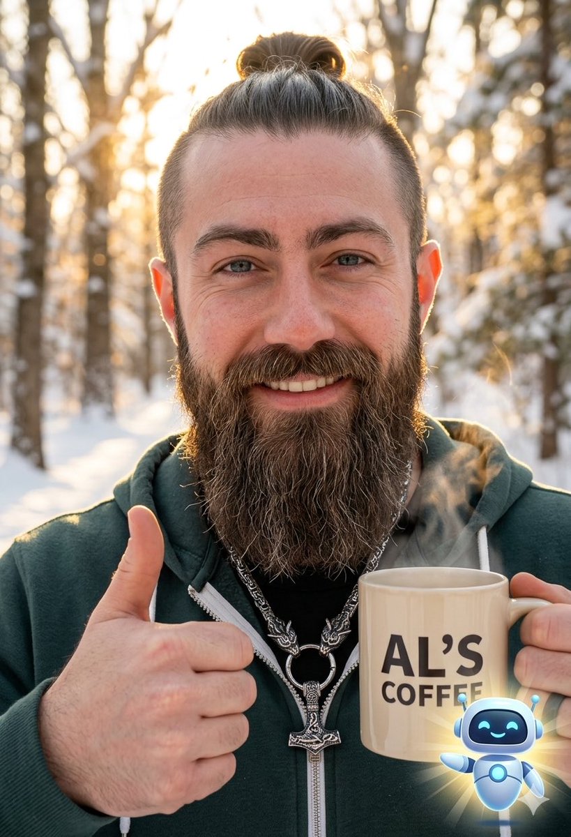 ThaneRivern's tweet image. Nothing beats that first sip of hot coffee on a cold winter morning. ❄️☀️ Big thanks to my little AI helper for the perfect brew! Sending some warmth and positive energy to everyone starting their day.
Drop a ☕ or a 👍 if you are ready to conquer the day!"#GoodMorning