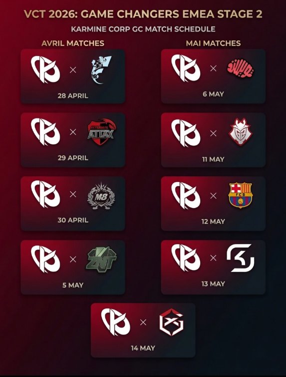Glance_fanpage's tweet image. The VCT 2026: Game Changers EMEA Stage 2 match schedule has been announced, I cant wait to see them back😎 and lets go queen @GlanceVl
💙💪👑

#KCORP  #VALORANT #VCTEMEA #VCTGAMECHANGER
