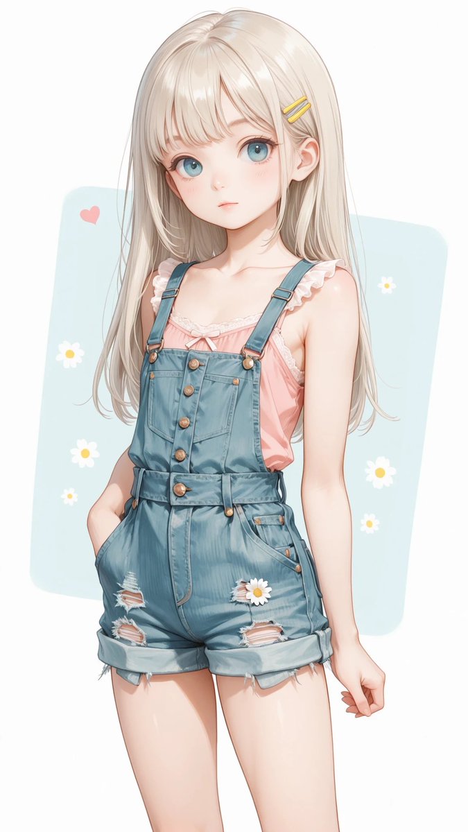 AliceLavli's tweet image. 衣装プロンプトどうぞ✨
two piece casual summer outfit, sleeveless pink camisole top with soft lightweight fabric, gathered neckline with elastic ruffle edge, small ribbon tie at center front forming bow, subtle small white and yellow daisy floral pattern evenly distributed, thin