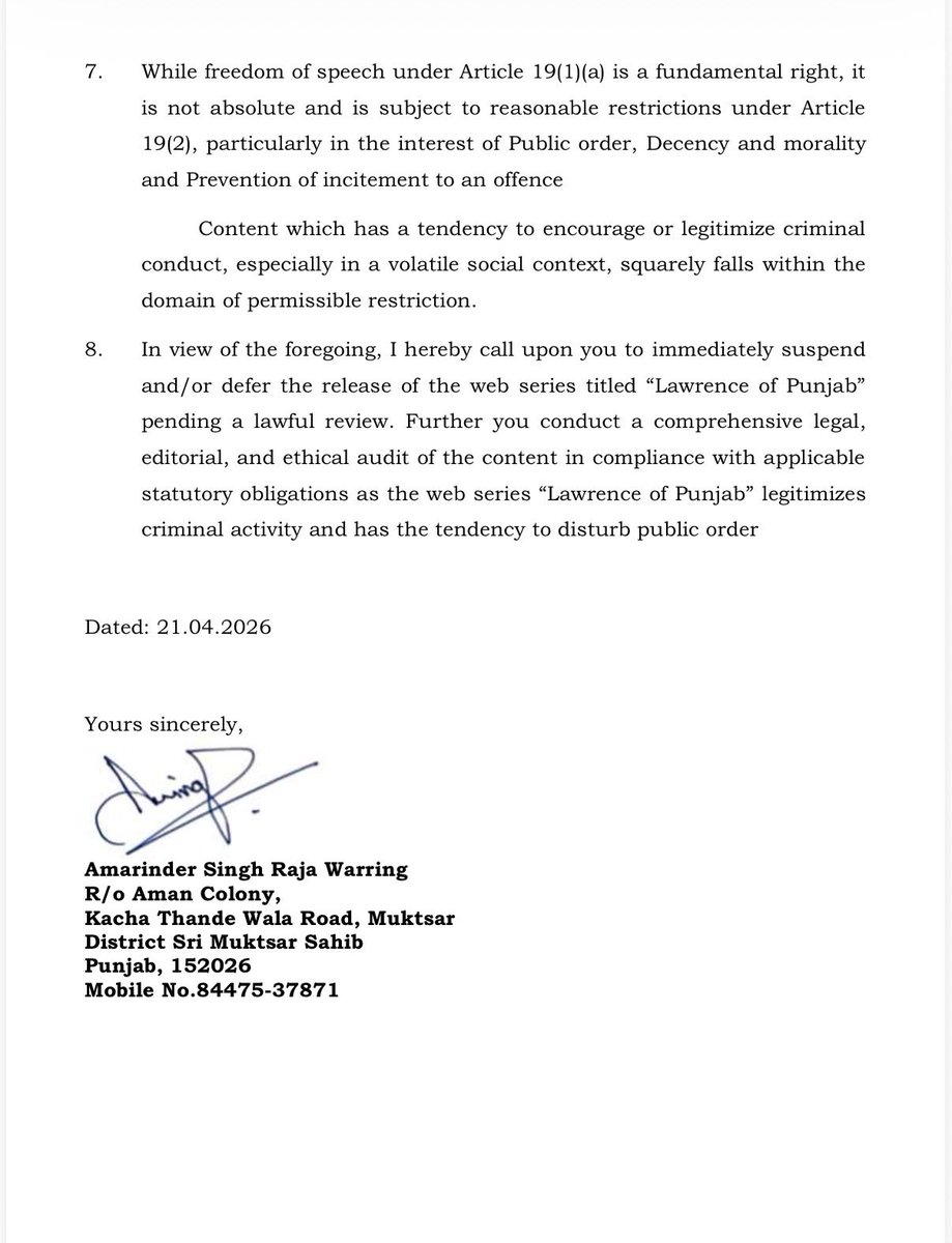 Amarinder Singh Raja Warring tweet media
