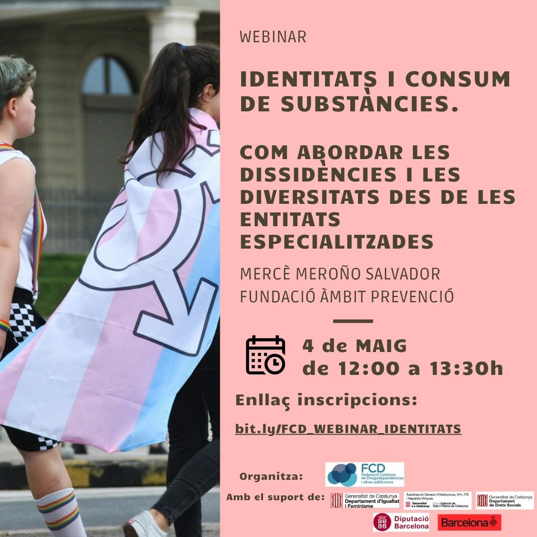 FCDrogodep's tweet photo. WEBINAR Identitats, diversitats i consum de substàncies: com ho abordem des de les entitats?
📢4 de maig
🗣️Mercè Meroño Salvador-Fundació Àmbit Prevenció
🕛12:00 a 13:30h
🔗 Inscripcions: https://t.co/kQDrQhKbm1

Un espai per avançar cap a una atenció més inclusiva i respectuosa https://t.co/XHtjlYqUn9
