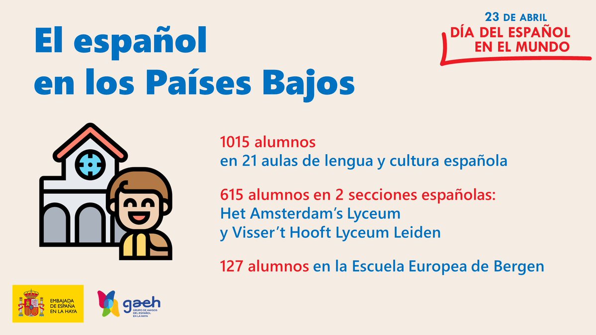 EmbPaisesBajos's tweet photo. Cada vez son más los que muestran interés por la lengua y la cultura que rodea la lengua española.
En los Países Bajos, son muchas las oportunidades de aprender y estudiar este idioma que abre las puertas a la diversidad cultural y a un mundo de oportunidades.
#españolenelmundo https://t.co/BGRz8B7RV5