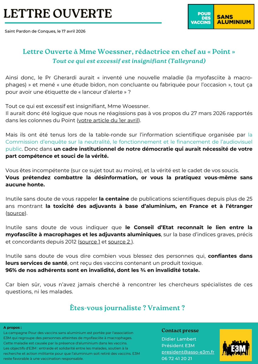 Campagne pour des Vaccins Sans Alu (VSA) tweet media