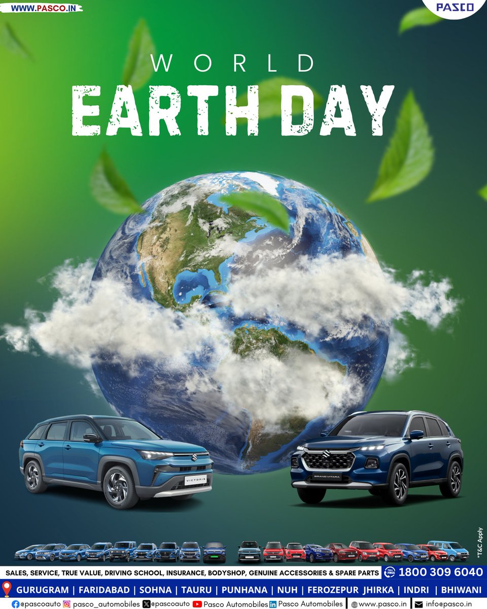 pascoauto's tweet image. Let’s make every drive eco-friendly.

This Earth Day, let’s move towards a greener tomorrow. 🌍

🌐 Visit our website—pasco.in.

*T&amp;amp;C apply

#worldearthday #Earthday #Blessings #CelebrateIndia #AutoLife #DriveWithJoy #Happiness #PascoAutomobiles #pascowishes