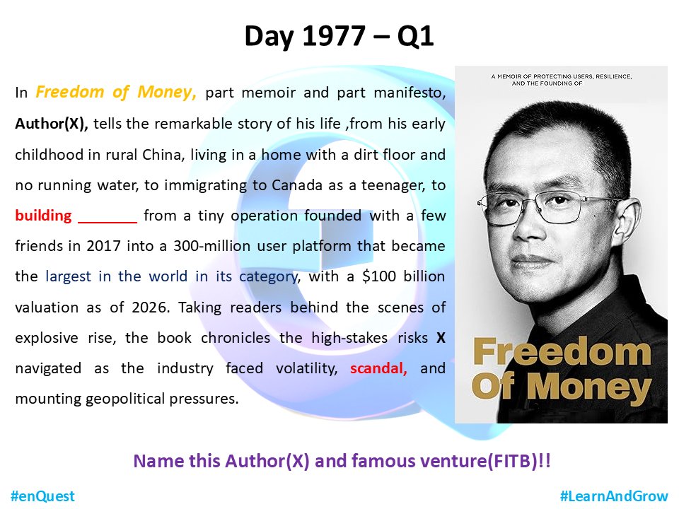 enQuest_'s tweet image. Day 1977 - Q1  

#enQuest 

#LearnAndGrow