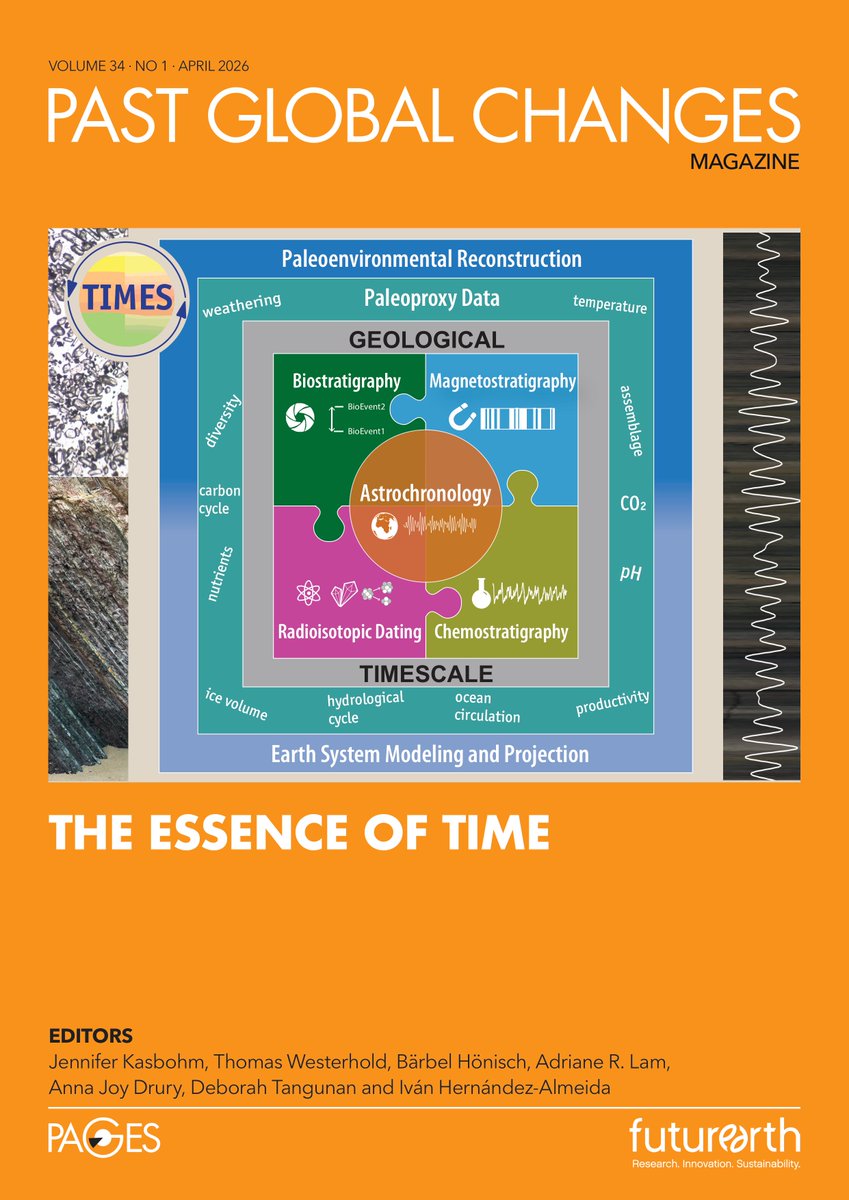 PAGES_IPO's tweet image. 🥳 It’s out! 
📢 New PAGES Magazine: “The essence of time”

Explore gaps, challenges &amp;amp; future directions in geological dating - from biostratigraphy to radioisotopic methods.

⭐ Read here: pastglobalchanges.org/publications/p… 

#PAGES #Paleoscience #EarthScience
