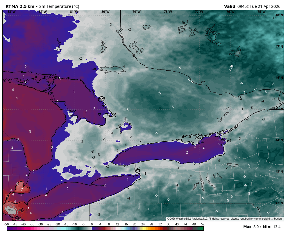 WxOntario1's tweet image. Cold start to the day across Southern #Ontario 

Temps range from near 0C to -5C

SW Ont warms up nicely for the afternoon with temps in the mid/ upper teens (near 20C deep SW)

Cooler elsewhere with temps near 10C

#OnWX #ONStorm
