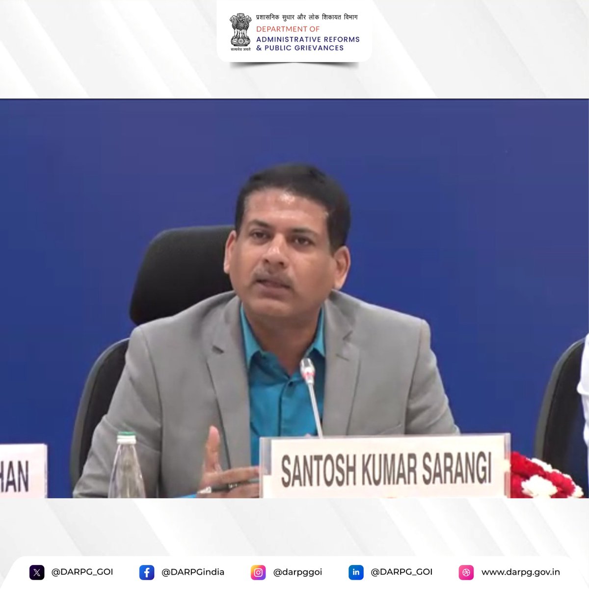 DARPG_GoI's tweet image. Secretary, Ministry of New and Renewable Energy, Shri Santosh Kumar Sarangi, chaired Breakaway Session 4, emphasizing the importance of solar adoption, citizen participation, and policy support in accelerating India’s journey towards net-zero emissions.

#ViksitBharat #DARPG