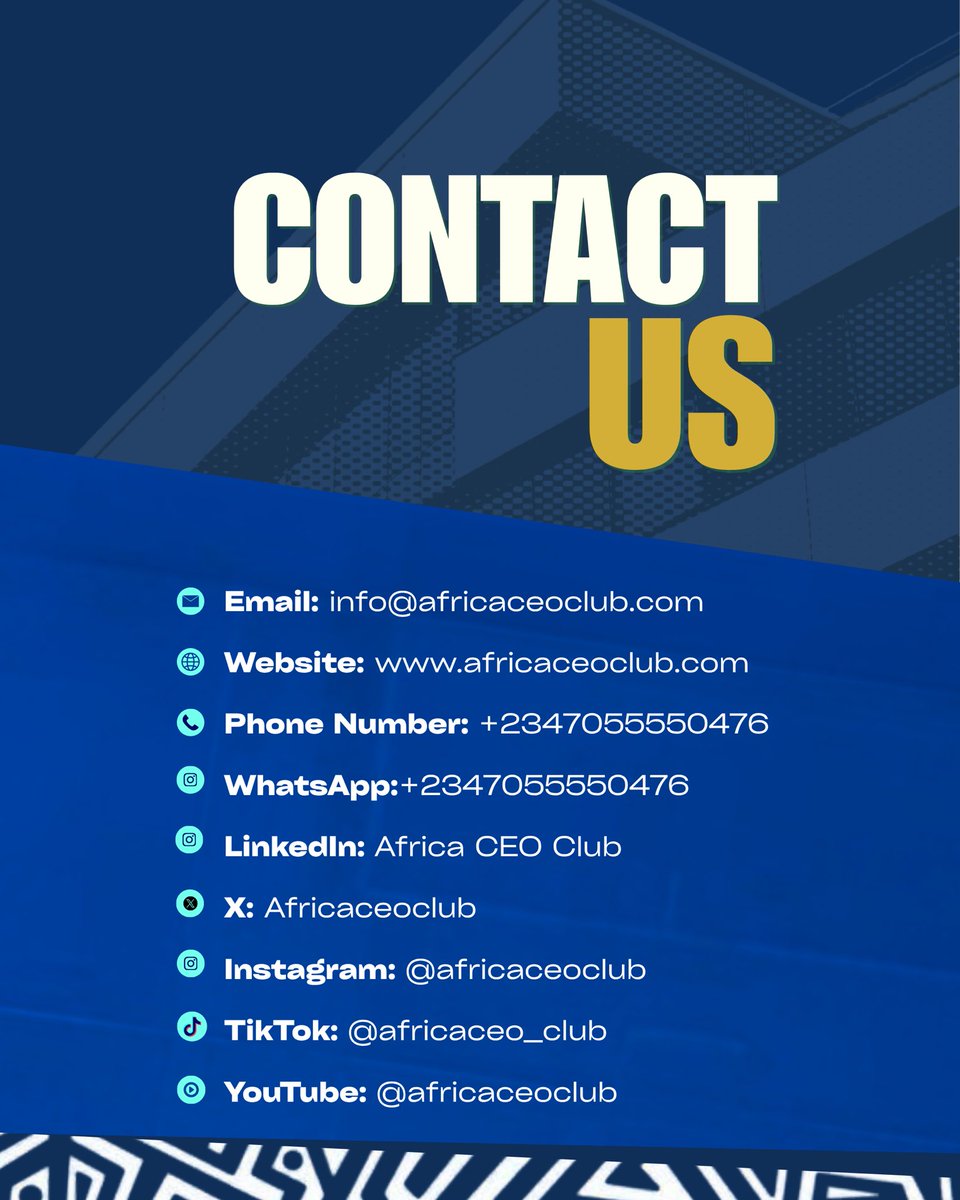 Africaceoclub's tweet photo. ACC is where ideas turn into action.
Join a community built for growth, connection, and real opportunities. Your next level starts here. 
#ACC #BuildWithUs #NextLevel https://t.co/jsS90V93pz