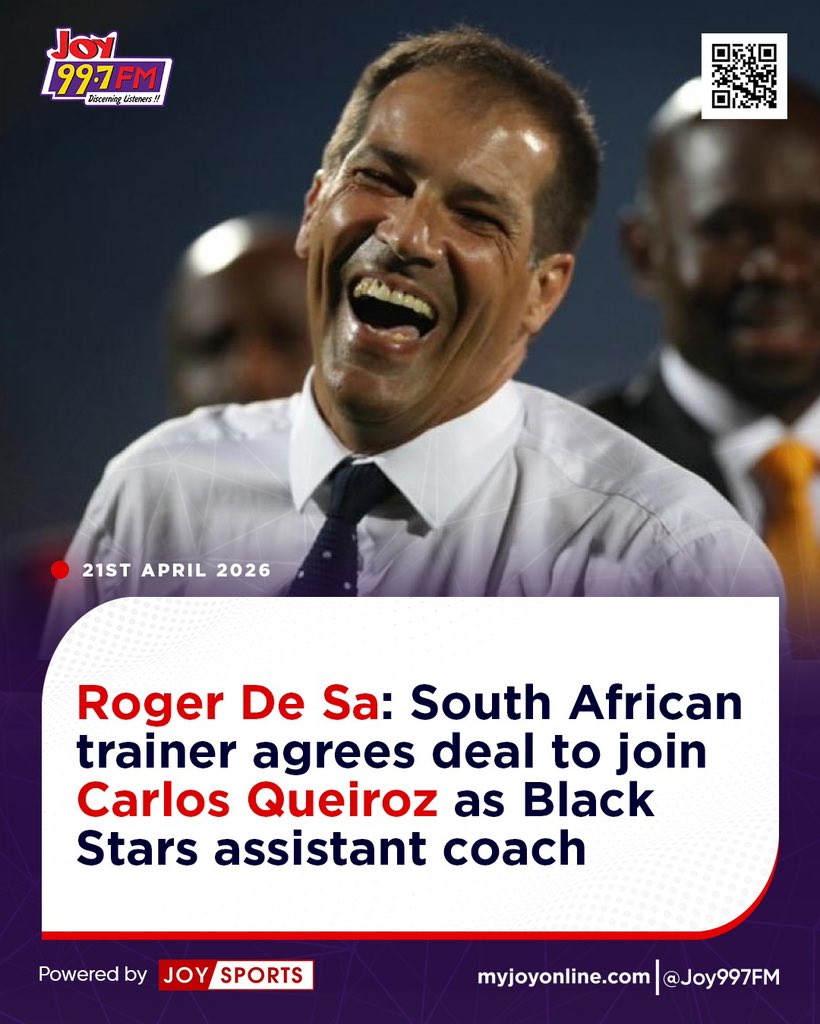 JoySportsGH's tweet image. Roger De Sa: South African trainer agrees deal to join Carlos Queiroz as Black Stars assistant coach

myjoyonline.com/roger-de-sa-so…

#JoySports