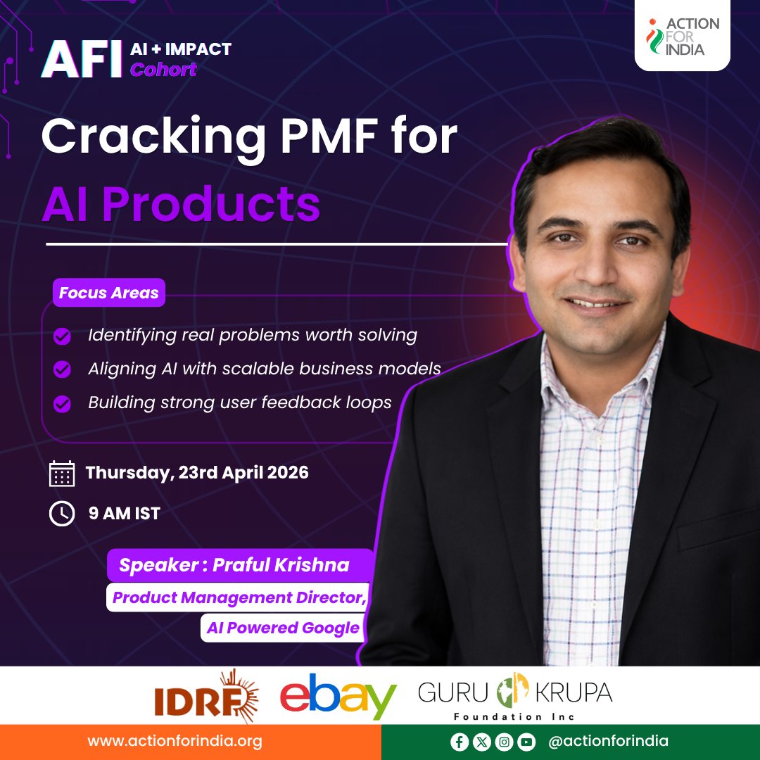 ActionForIndia's tweet photo. Building an AI product is easy.

Cracking Product-Market Fit? That’s where the real challenge begins.

#AI #Startups #ProductMarketFit #AIFounders #Innovation #Impact #AIIndia #ActionForIndia #AFI #AIImpact #MentalHealth #Startups #FoundersJourney #Innovation #ActionForIndia https://t.co/b4wKP9sMma