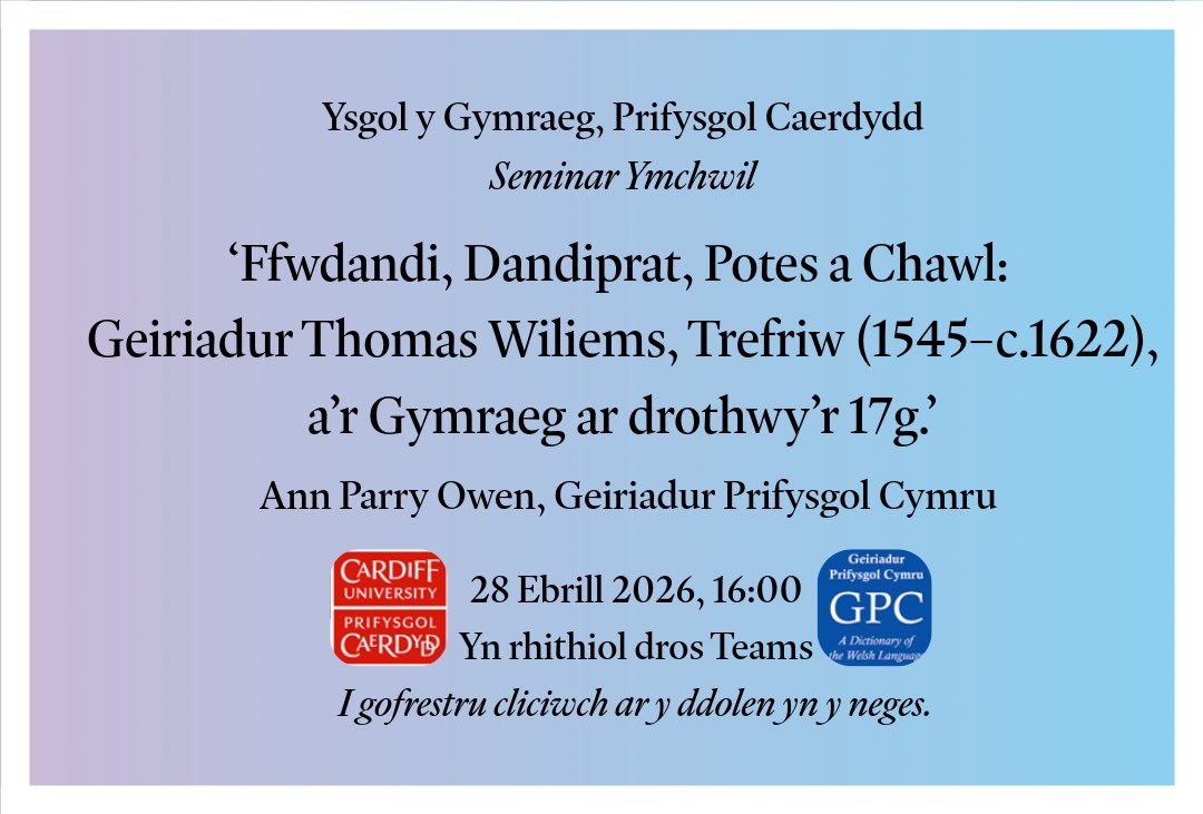 geiriadur's tweet photo. I gofrestru ar gyfer y seminar, cliciwch ar y ddolen: https://t.co/x6g6m6n6Ri https://t.co/F9lRCarUs4